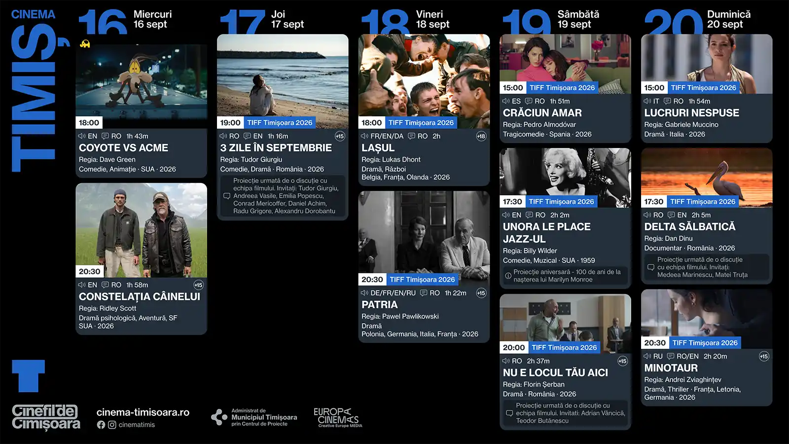 Program Cinema Victoria, Timiș, Studio & Johnny 16 - 20 septembrie