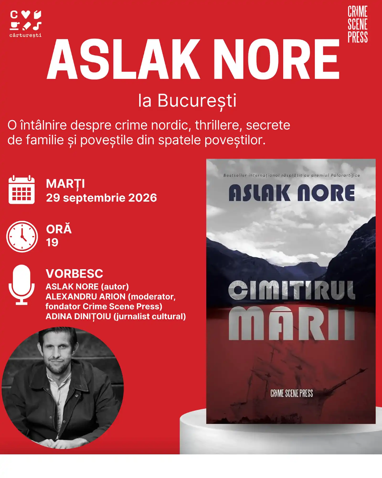 Aslak Nore, unul dintre cei mai apreciați autori de crime nordic vine în România