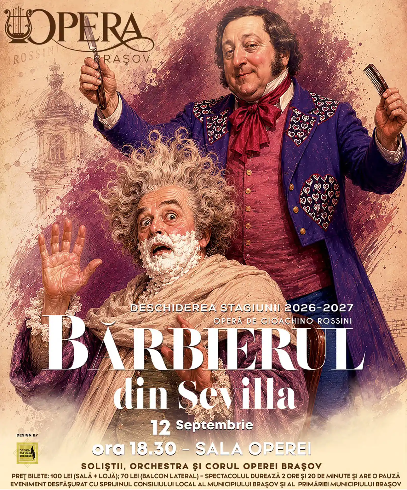 Stagiunea 2026 – 2027 a Operei Brașov se deschide cu opera comică „Bărbierul din Sevilla”!