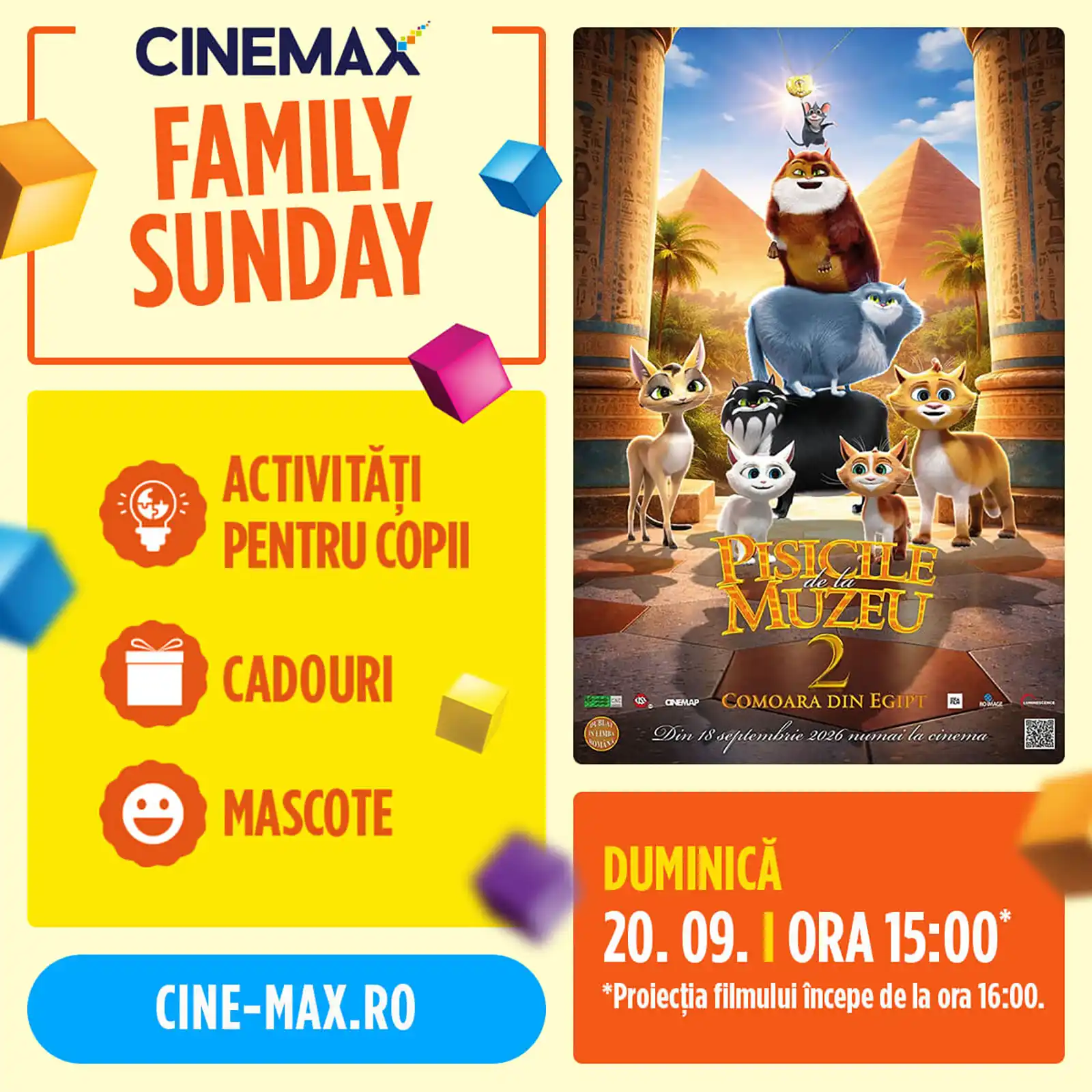 Family Sunday – Pisicile de la Muzeu: Comoara din Egipt la CINEMAX Veranda