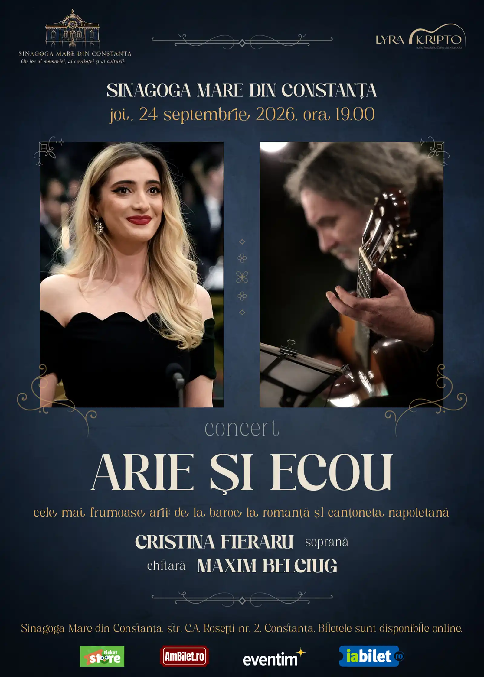 Un loc regăsit al Constanței devine sală de repetiție a îngerilor. Concertul extraordinar ARIE ȘI ECOU, la Sinagoga Mare