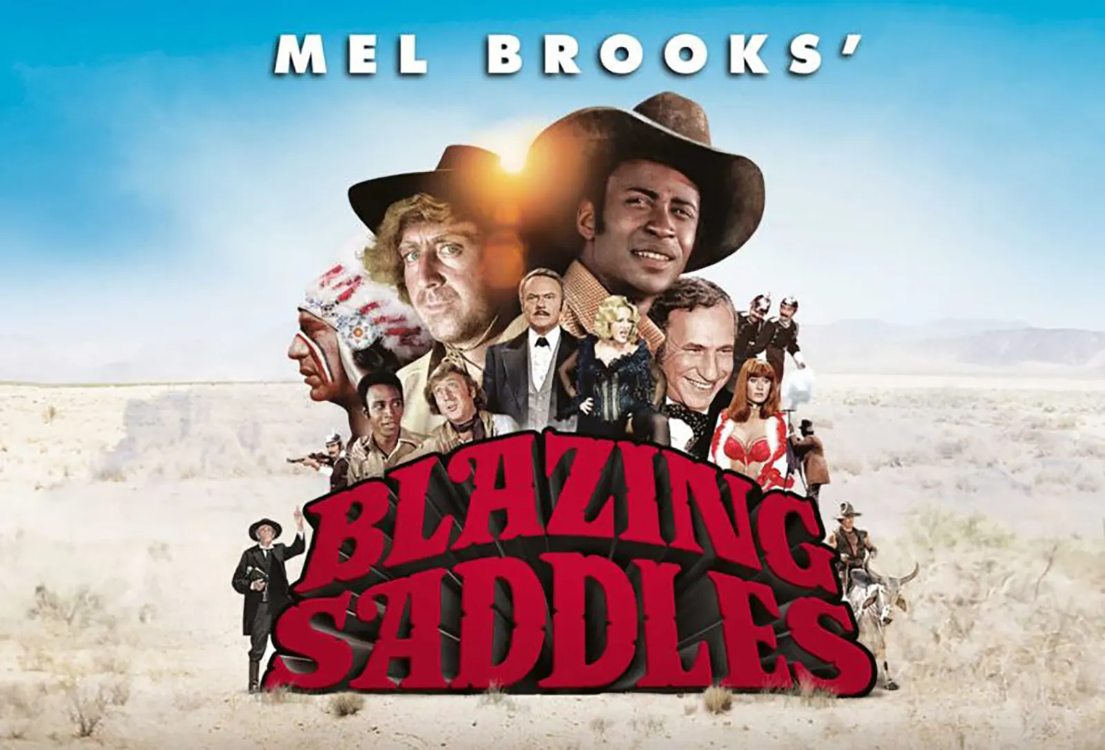 Afișul filmului Blazing Saddles din 1974, parodie western de Mel Brooks