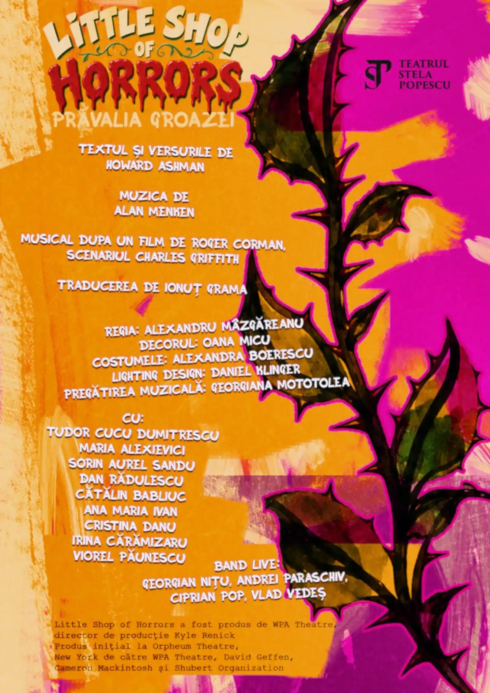 Teatrul Stela Popescu a pus în vânzare biletele pentru premiera musicalului „Little Shop of Horrors” / „Prăvălia groazei”