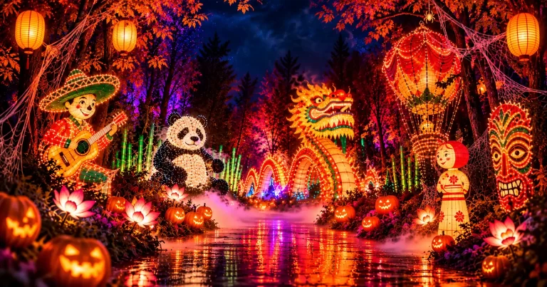 Halloween la Lumina Park București: dovleci, vrăjitoare și instalații luminoase