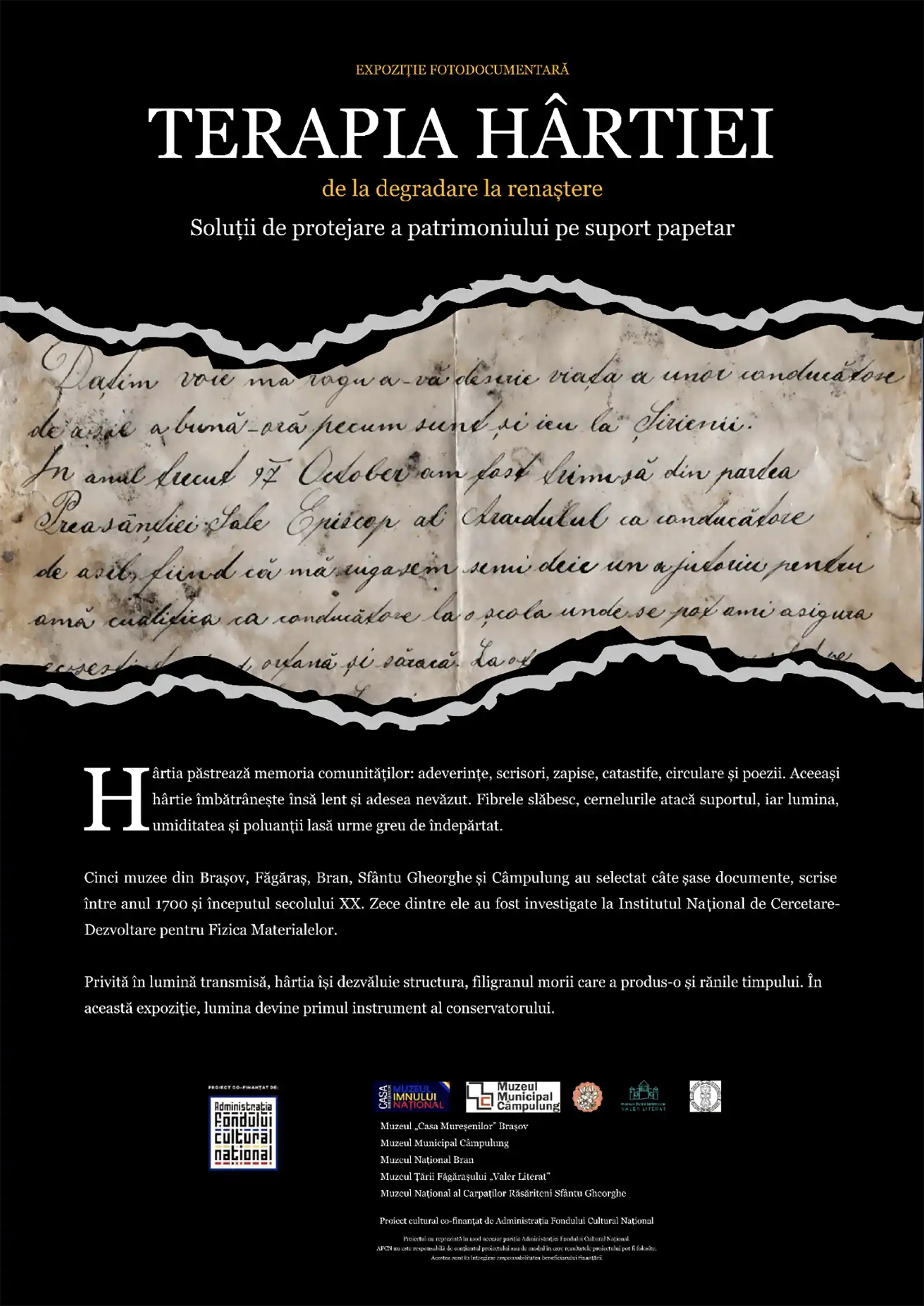 „Terapia hârtiei” deschide seria evenimentelor publice ale proiectului „Documente de patrimoniu” la Muzeul „Casa Mureșenilor” Brașov