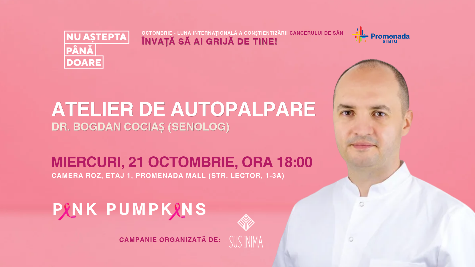 Atelier de autopalpare mamară #PinkOctober, organizat de Asociația Sus Inima