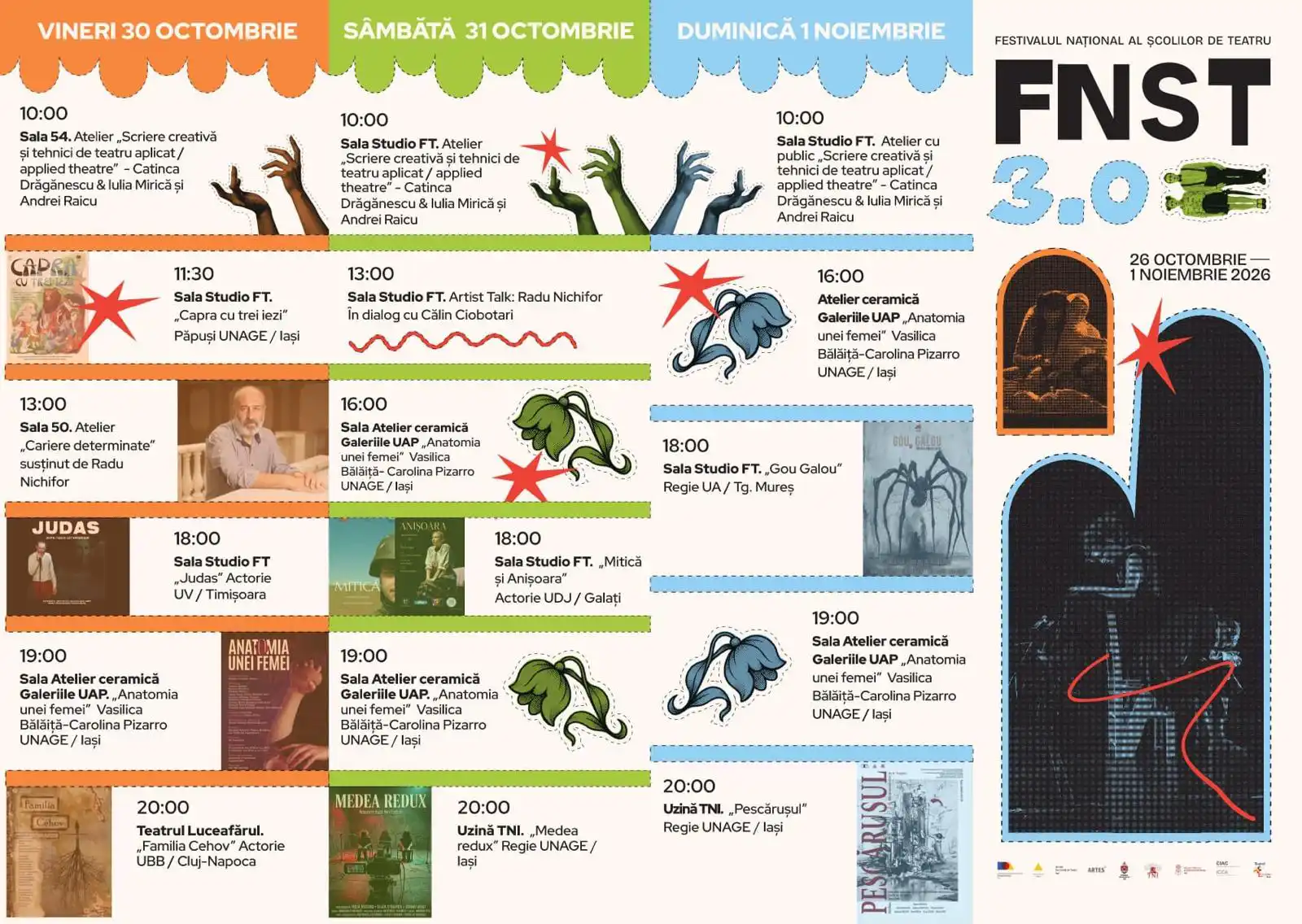 Festivalul Național al Școlilor de Teatru – FNST 3.0 aduce la Iași șapte zile de spectacole, ateliere și întâlniri cu artiști