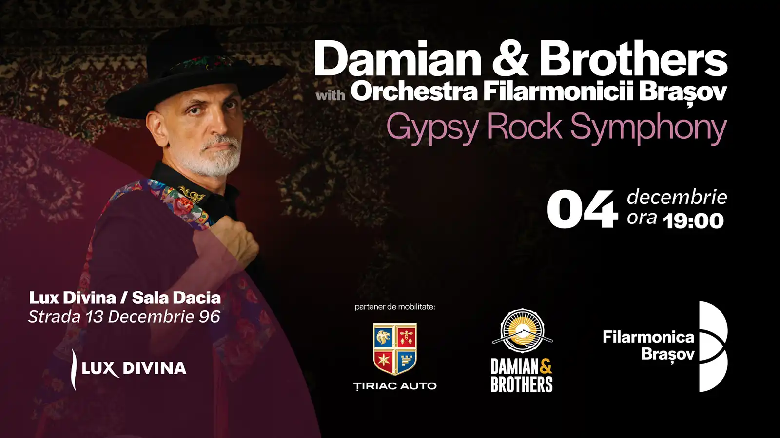 Damian Drăghici și Filarmonica Brașov deschid luna sărbătorilor cu „Gypsy Rock Symphony”