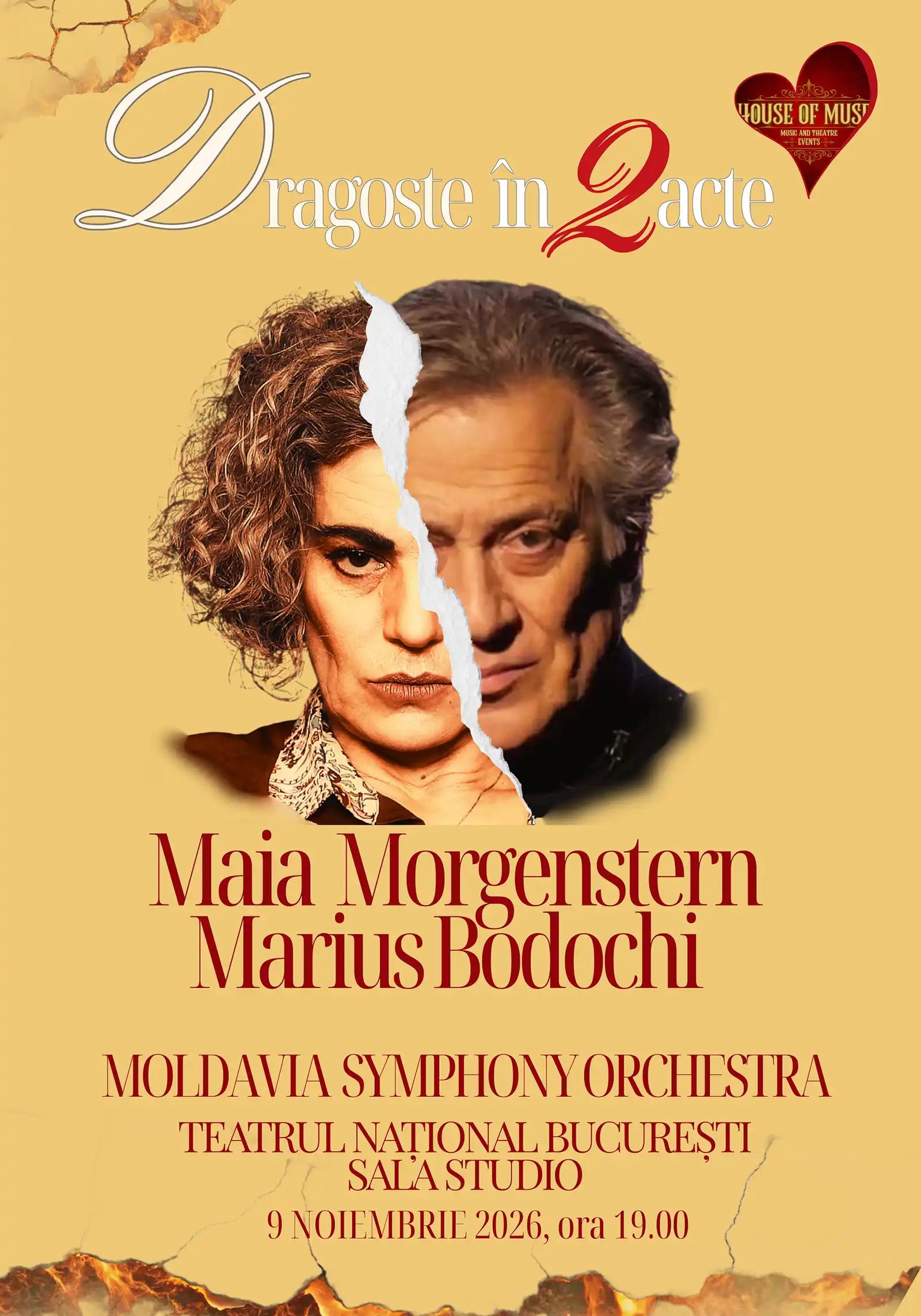 Maia Morgenstern și Marius Bodochi, împreună pe scena TNB în „Dragoste în 2 acte (și un bis)”