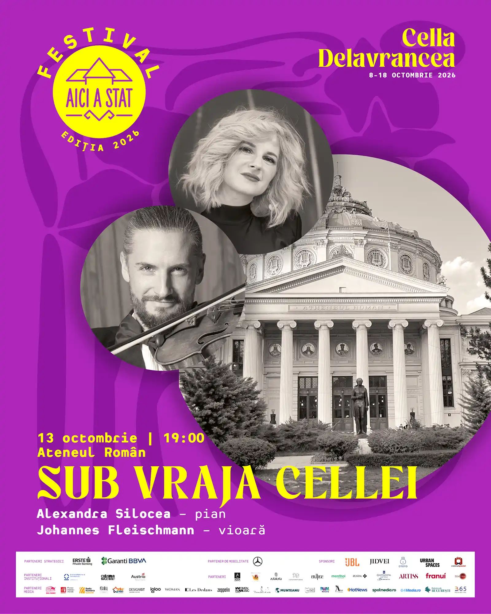 Festivalul AICI A STAT îi aduce pe Alexandra Silocea și pe Johannes Fleischmann într-un recital extraordinar la Ateneul Român