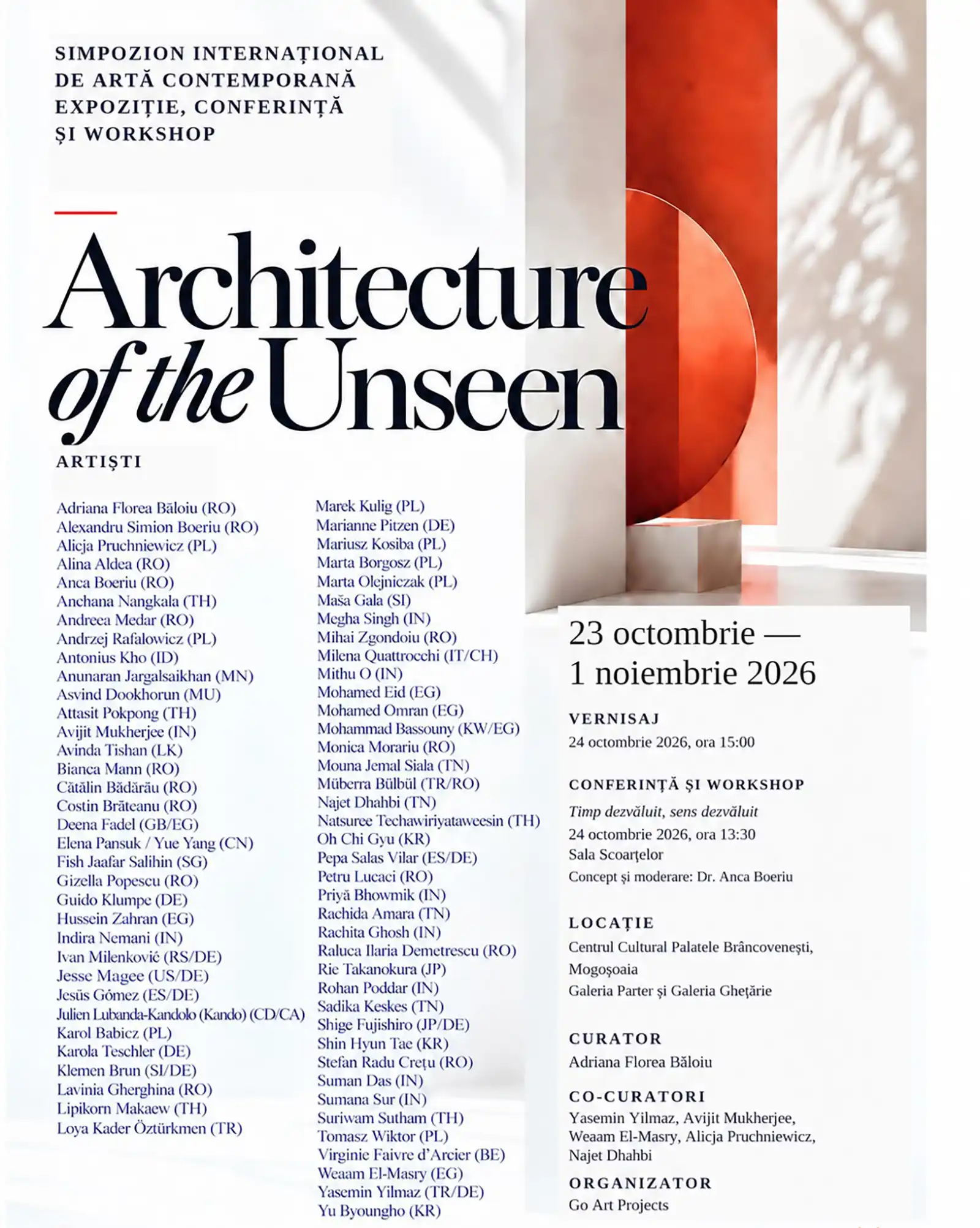 „Architecture of the Unseen” reunește 73 de artiști din 28 de țări la Palatul Mogoșoaia