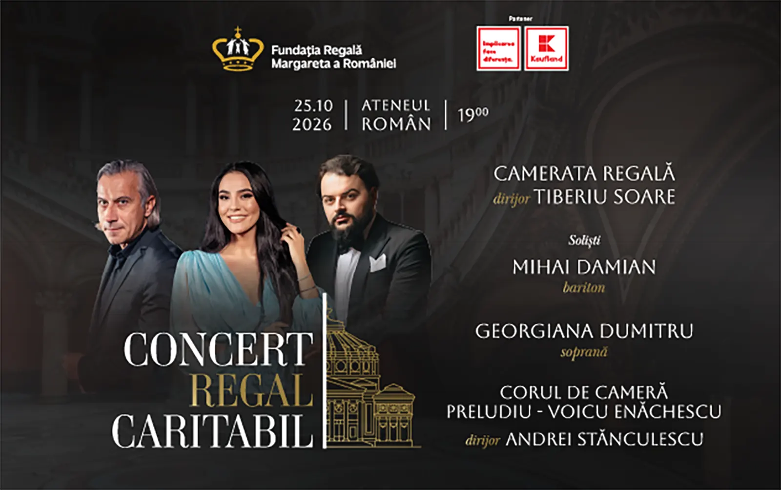 Concertul Regal Caritabil 2026 la Ateneul Român, cu Mihai Damian și Georgiana Dumitru