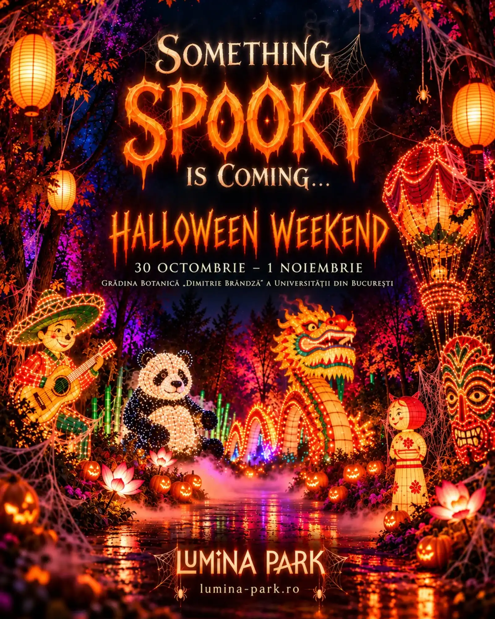 Halloween la Lumina Park București: dovleci, vrăjitoare și instalații luminoase
