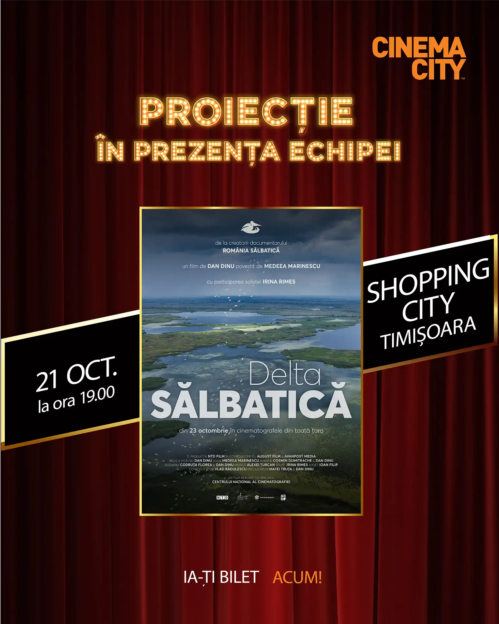 „Delta Sălbatică”, proiecție specială la Timișoara: întâlnire cu regizorul Dan Dinu și invitație la concurs