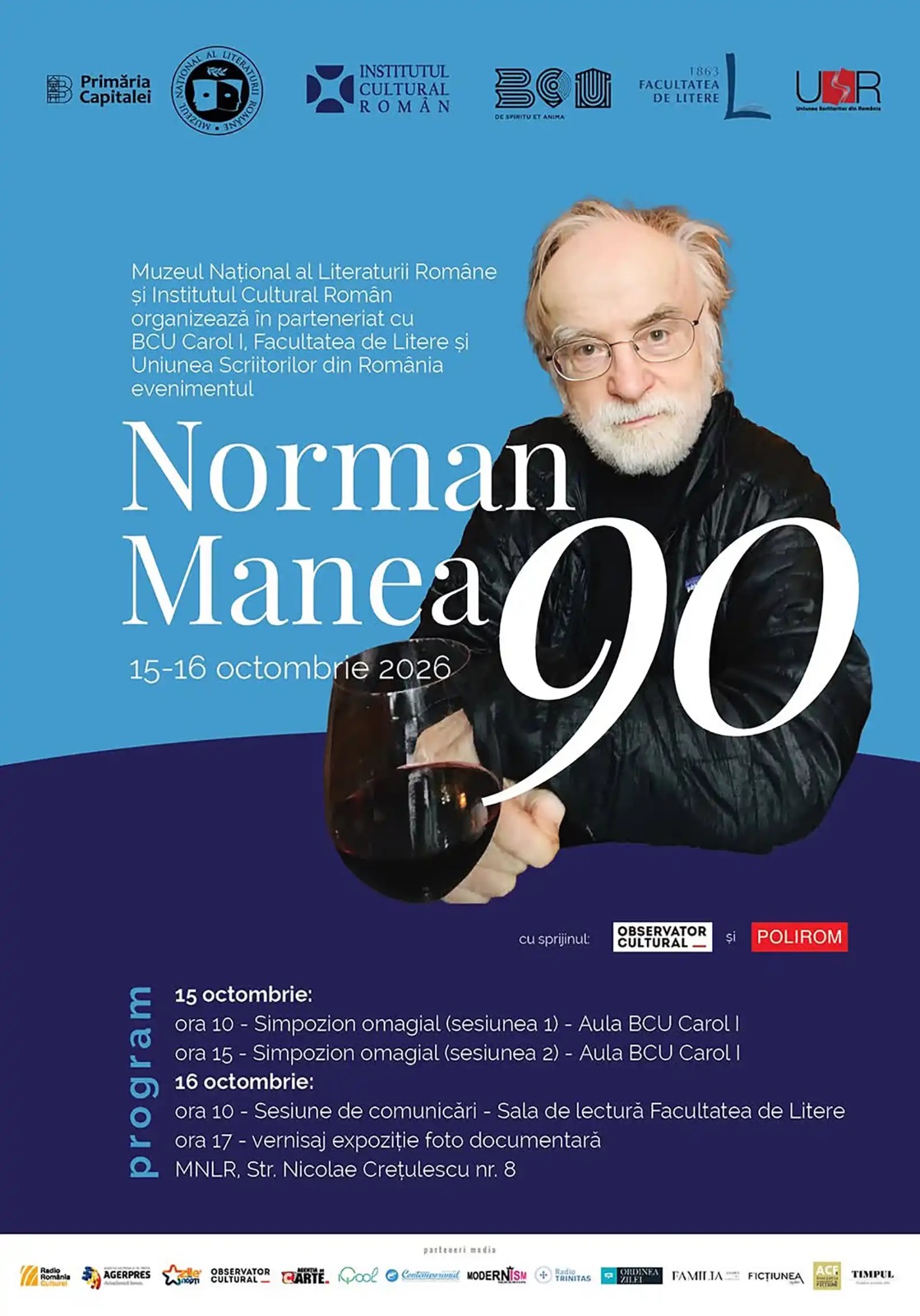 „Norman Manea 90”: personalități ale culturii internaționale, reunite la București pentru un moment omagial