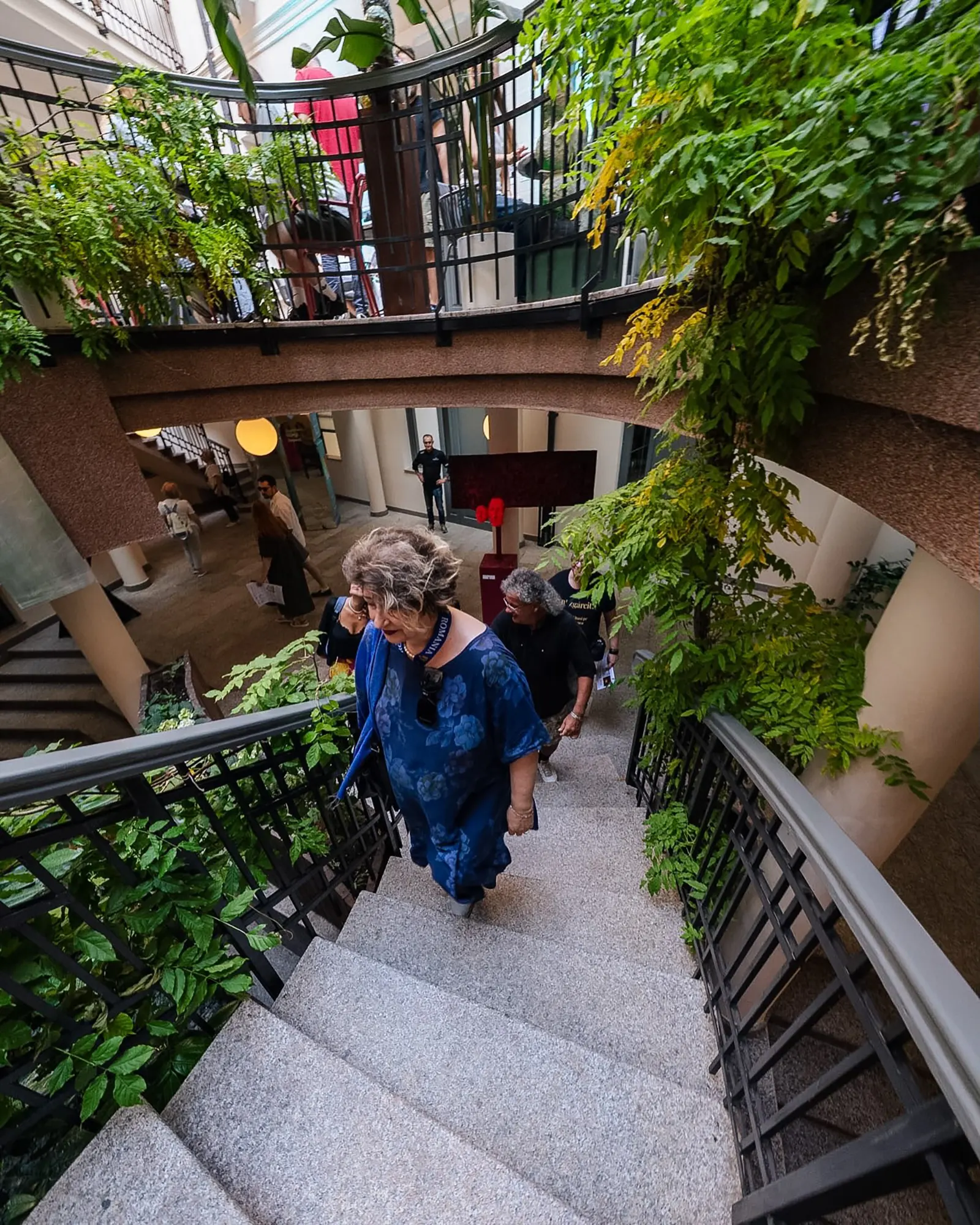Spațiul interior Yuzu Iași, cu scări și plante decorative